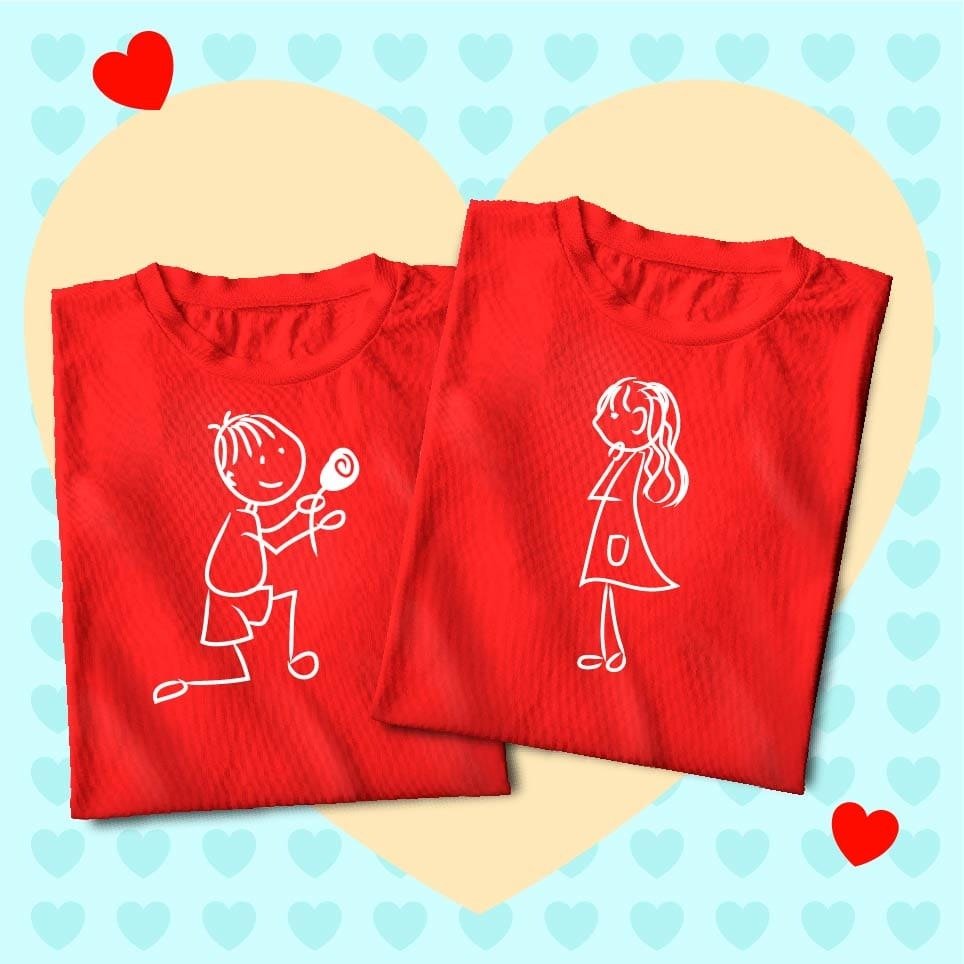 Couple Personalized Cotton T‑Shirt – Custom Name & Photo Print - Image 3