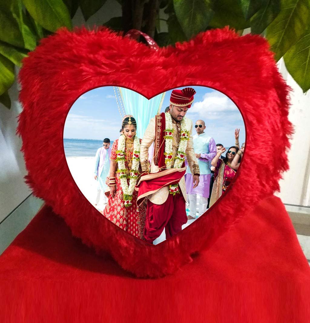 Personalized Fur Cushion – Heart & Square Shape with Photo, Message & Free Keychain - Image 7