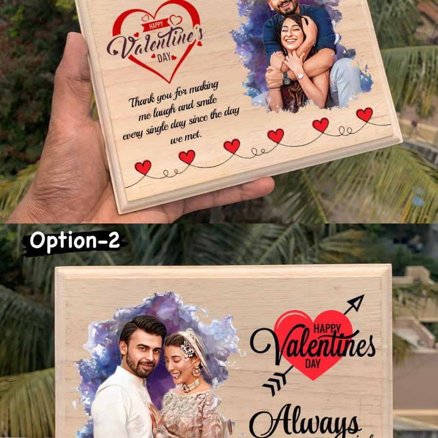 Personalized Wooden Photo Frame – Color Print with Custom Message or Name - Image 2