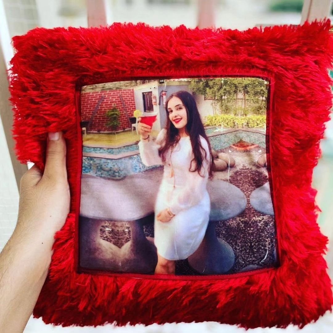 Personalized Fur Cushion – Heart & Square Shape with Photo, Message & Free Keychain - Image 12