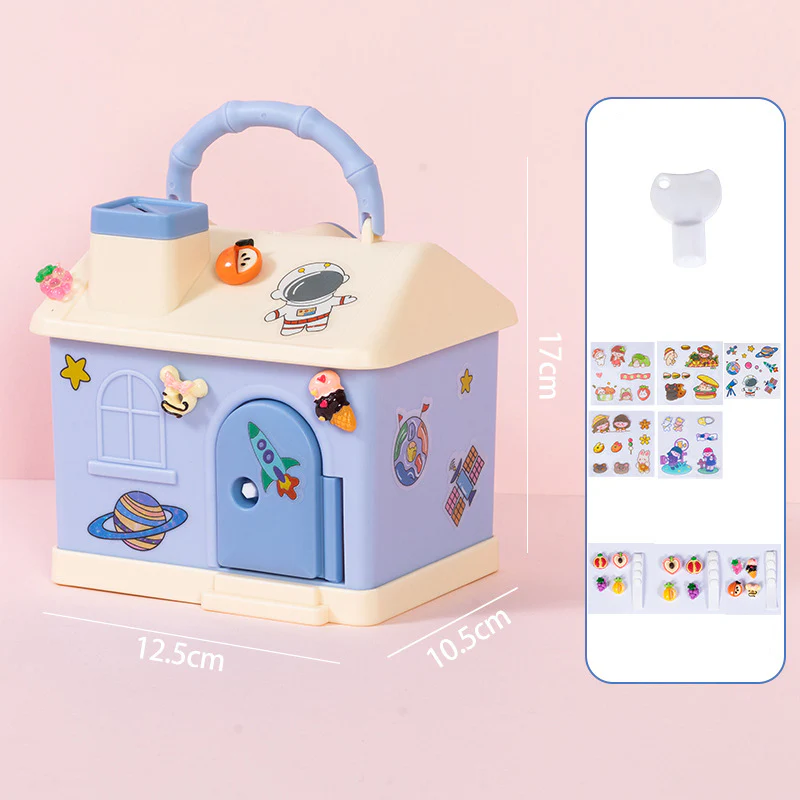 Cute House Piggy Bank with DIY stickers - Image 4