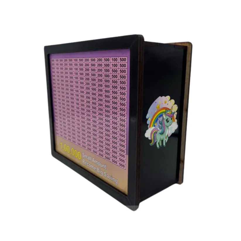 Wooden Unicorn Piggy Bank/Money Box 1,00,000 Goal Tracker - Image 3