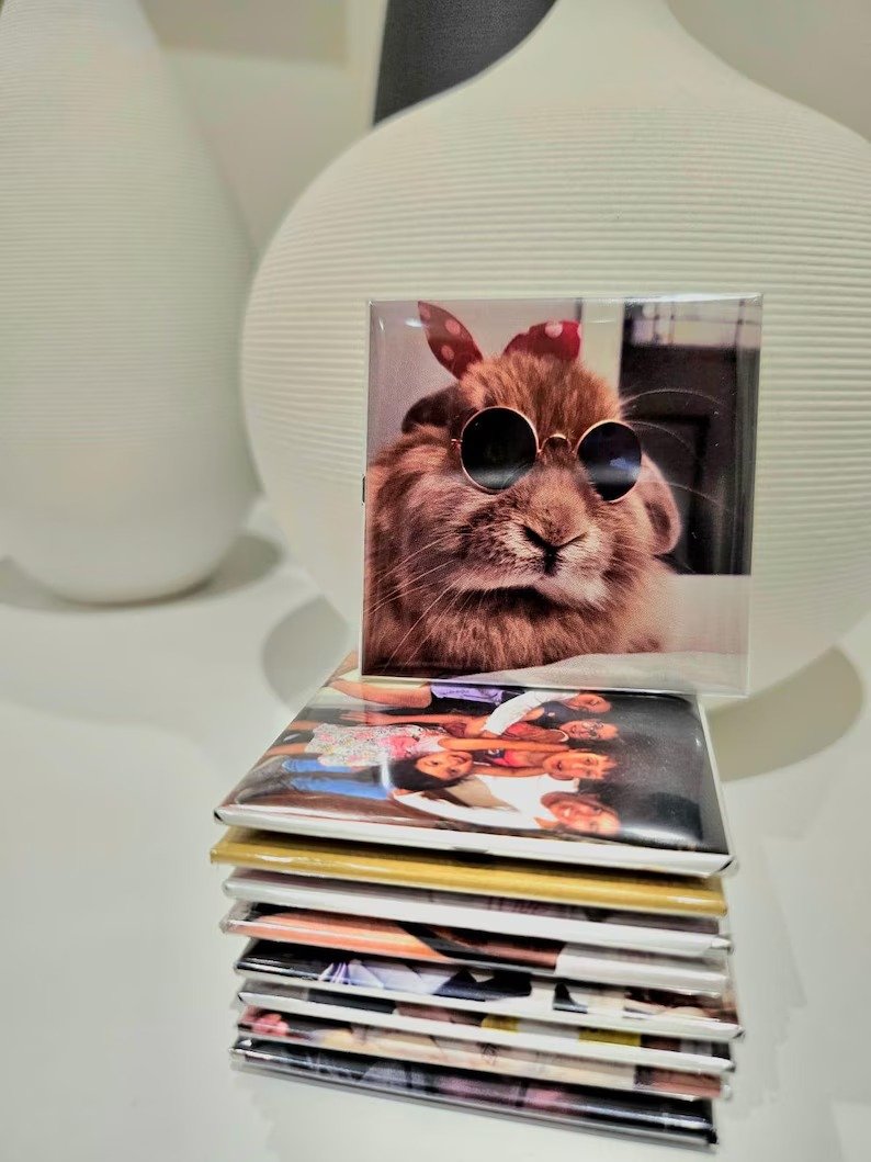 Personalized Square Waterproof & Unbreakable Fridge Magnet (Pack of 2)