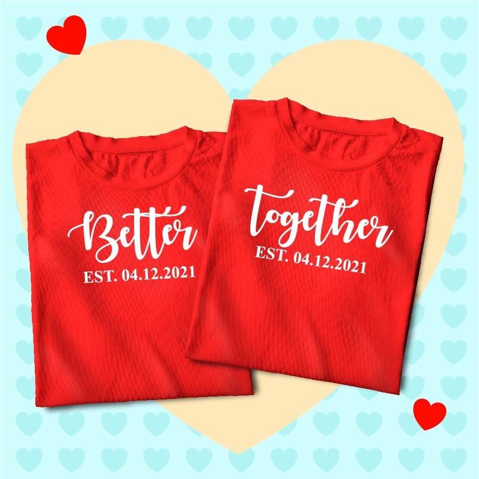 Couple Personalized Cotton T‑Shirt – Custom Name & Photo Print - Image 7