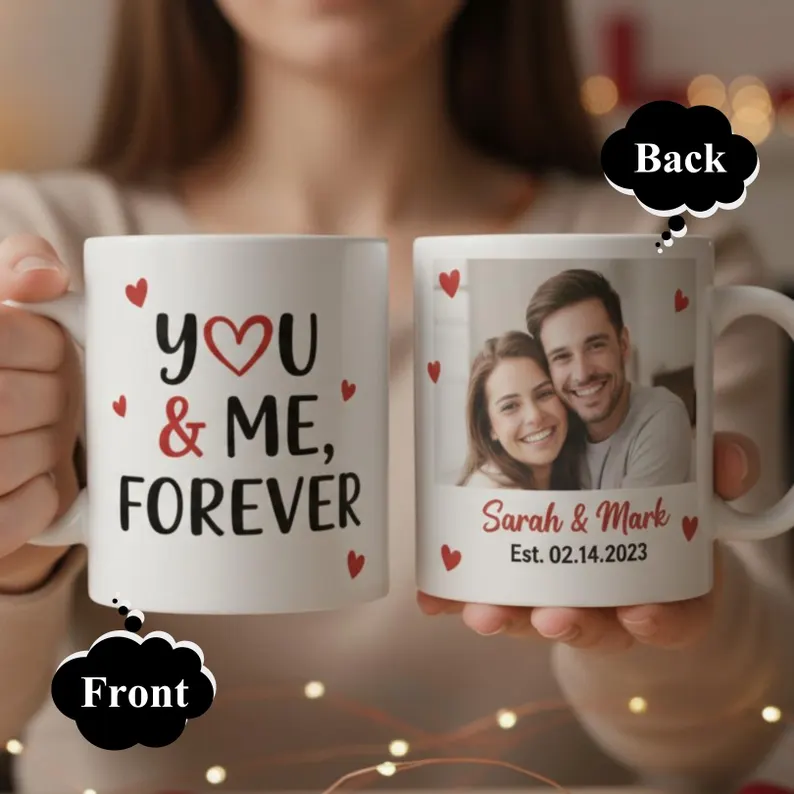 Couple Personalized Ceramic Mug – 11oz with Photo, Name, Quote or Special Date - Image 5
