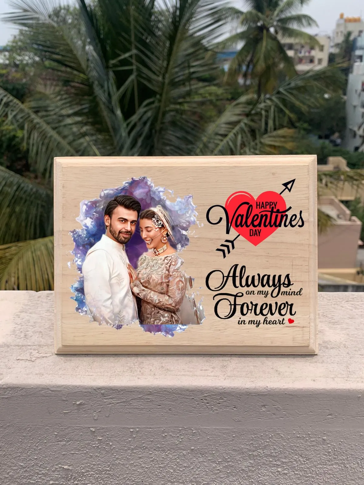 Personalized Wooden Photo Frame – Color Print with Custom Message or Name