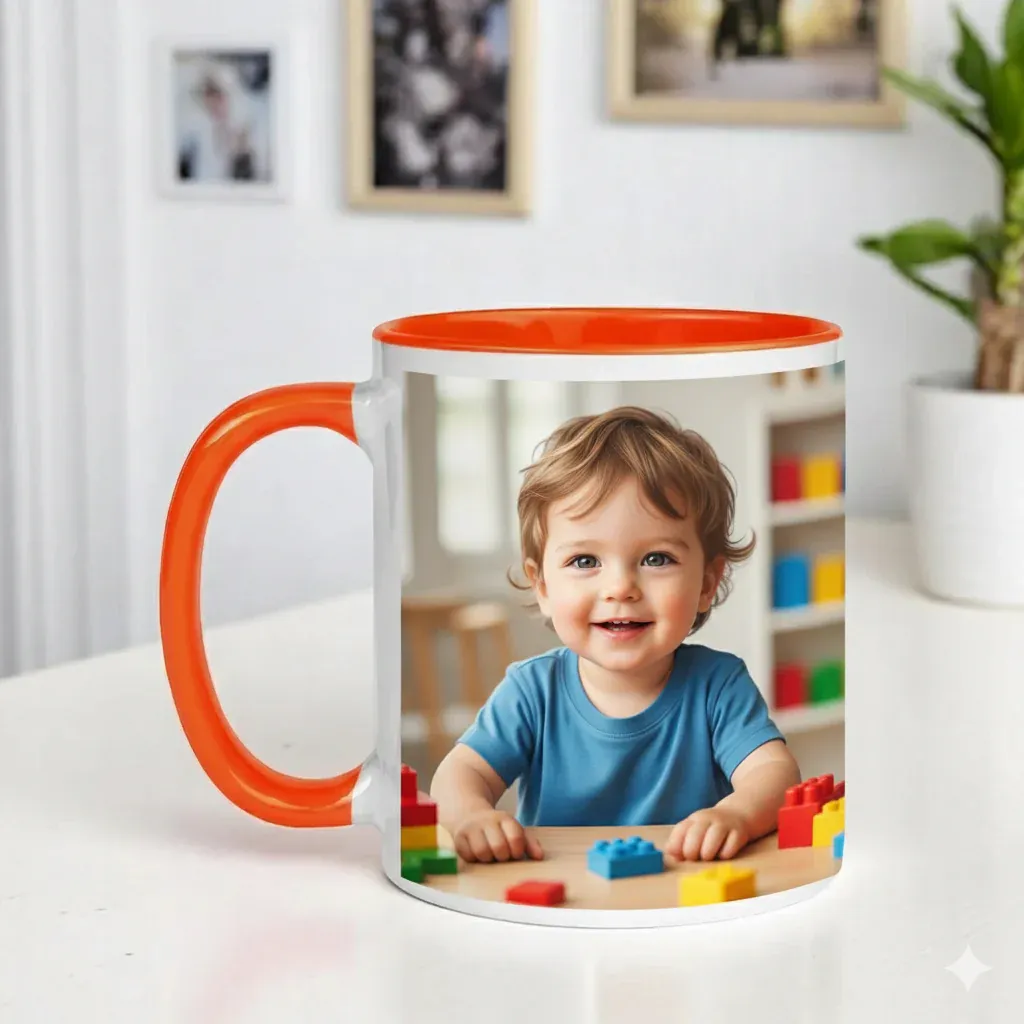Customized Photo Printed Orange Ceramic Tea/Coffee Mug