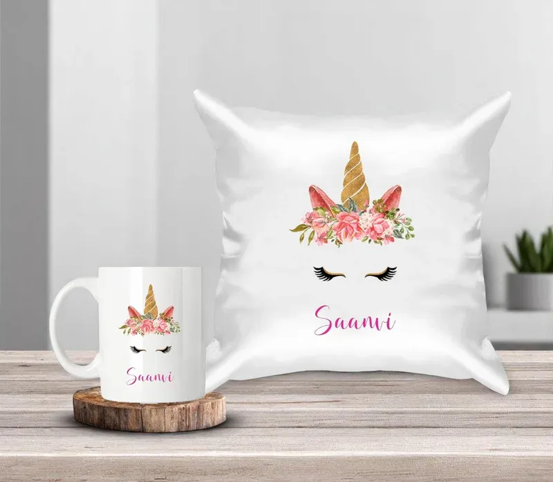 Satin Cushion and Mug Combo - Name & Character Printed - Image 3